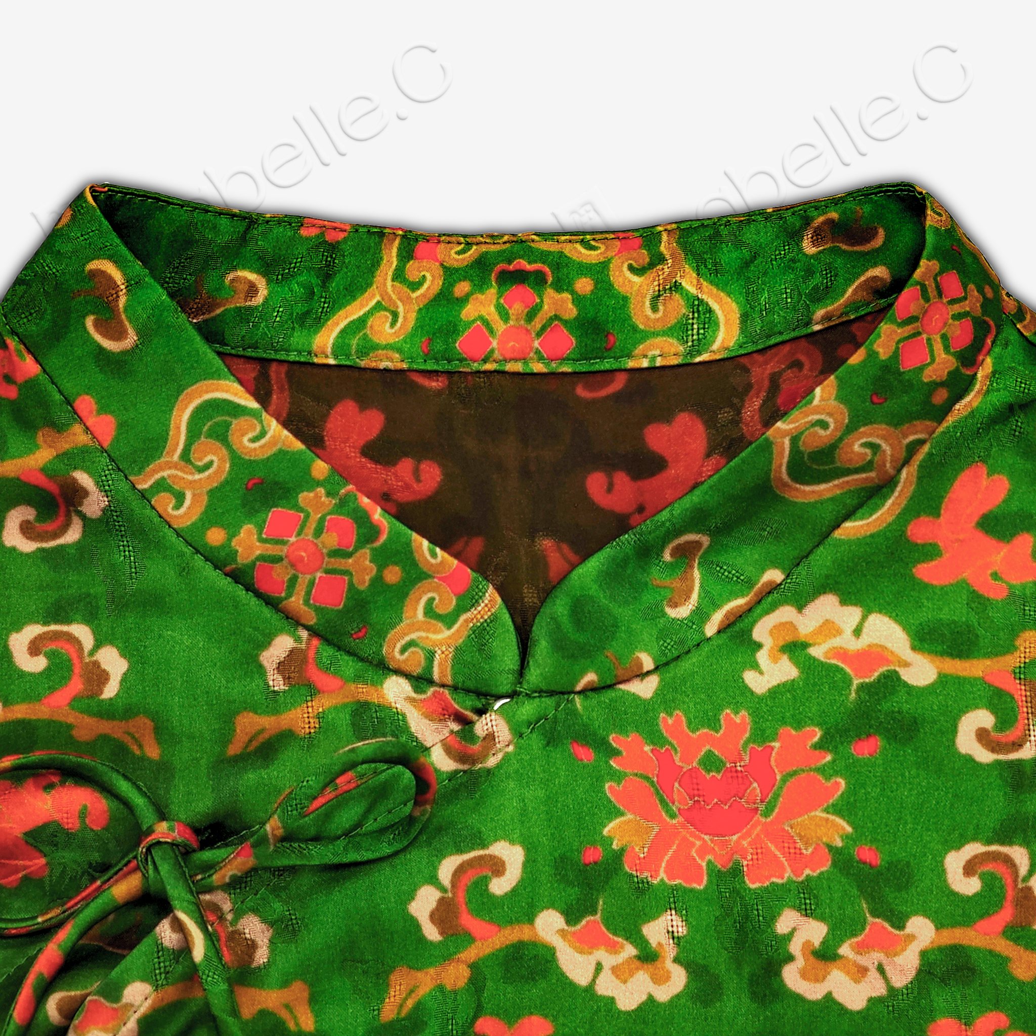 Gambiered Canton Gauze Top with Ruffled Hem