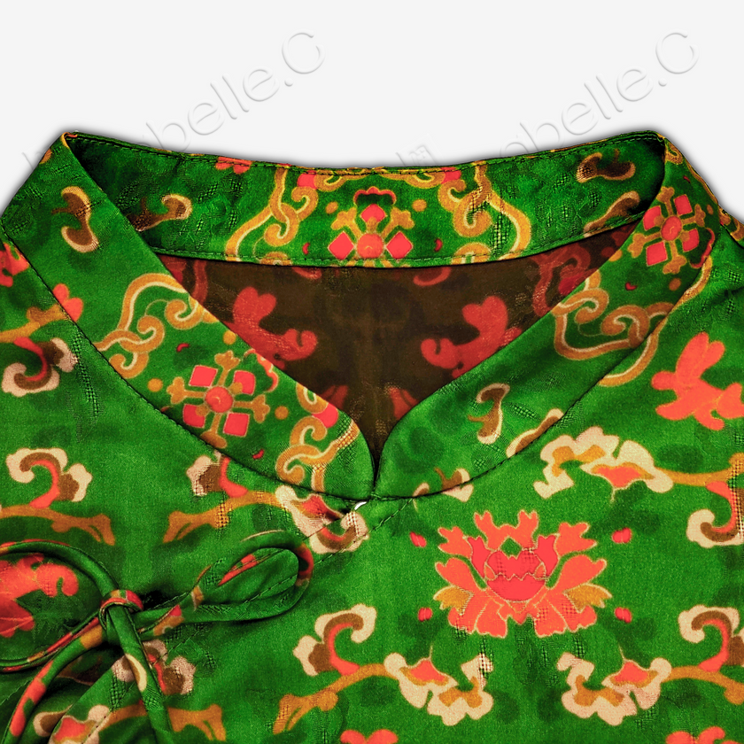 Gambiered Canton Gauze Top with Ruffled Hem