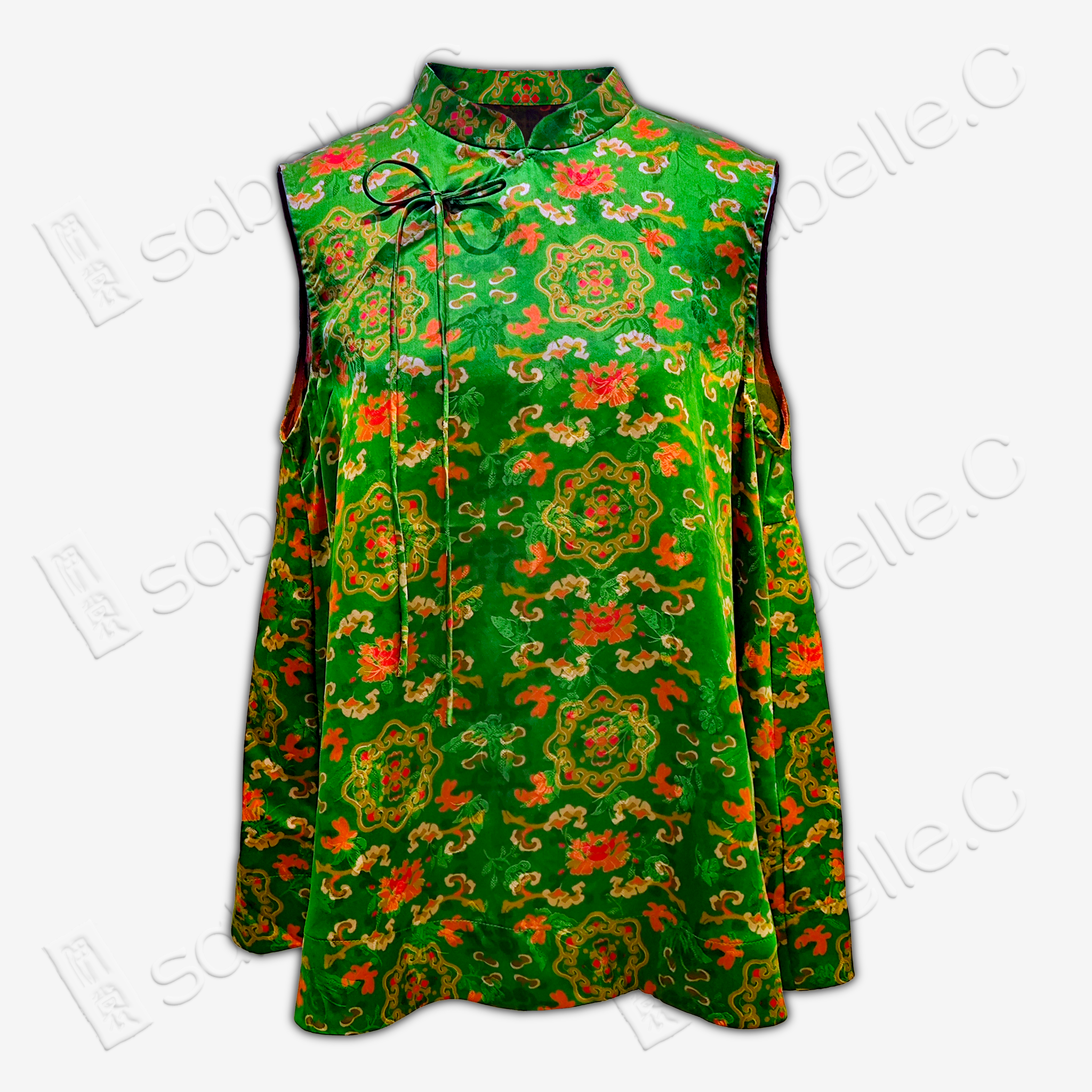 Gambiered Canton Gauze Top with Ruffled Hem