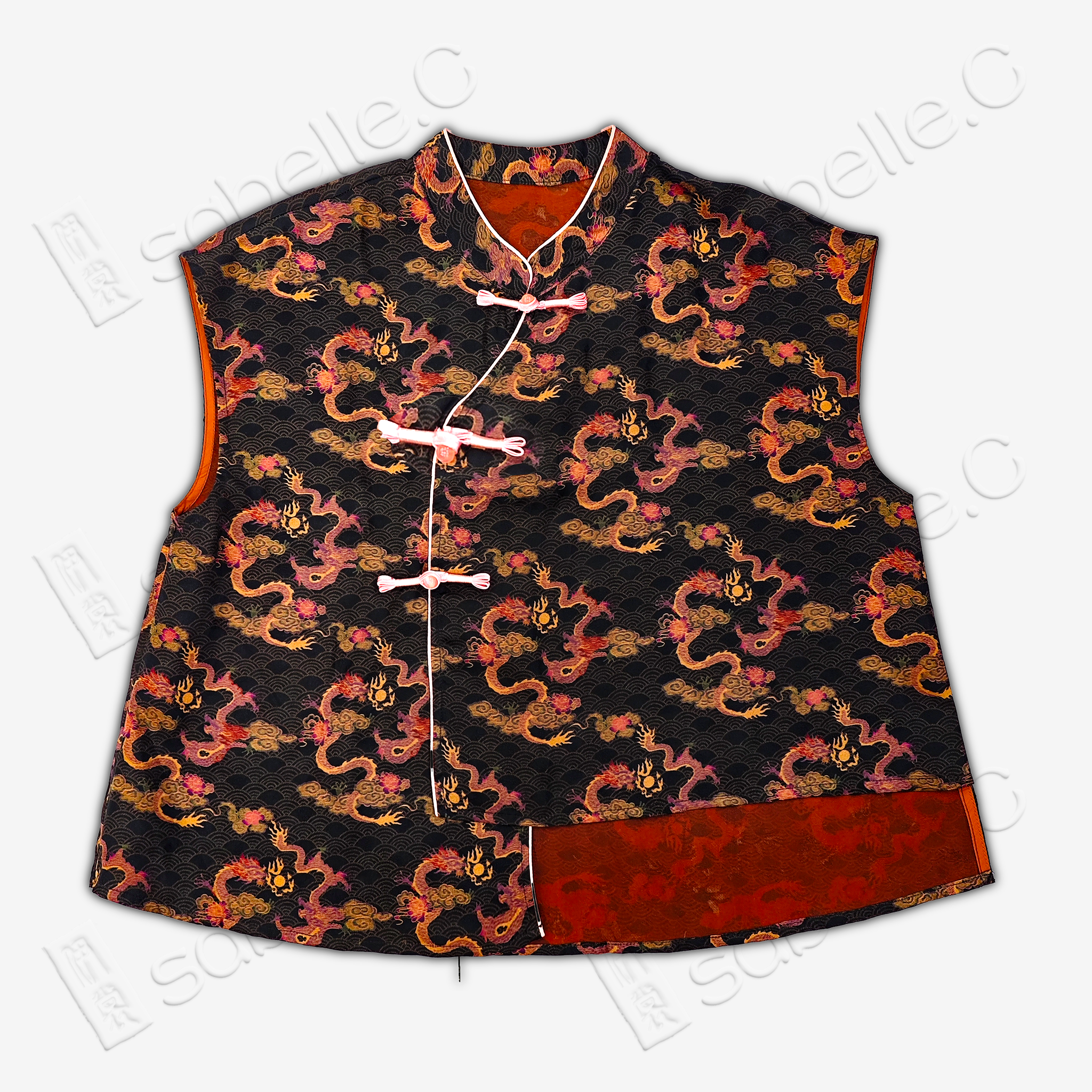 Gambiered Canton Gauze Top with Uneven Hem