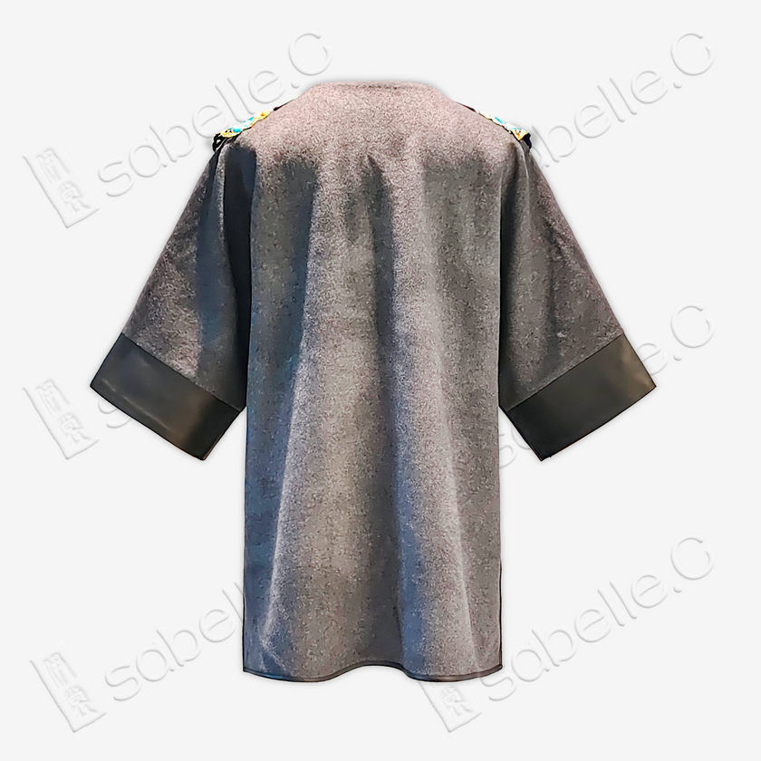 Cashmere & Sheep Leather Top with Vintage Embroidery