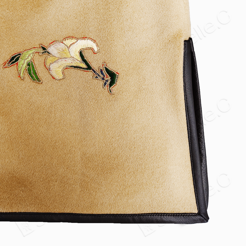 Vintage Embroidery Cashmere Long Top with Lambskin Cuffs