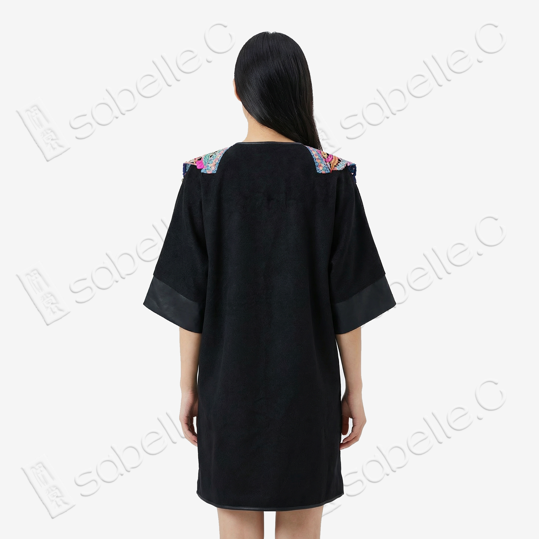 Cashmere & Sheep Leather Top with Vintage Embroidery