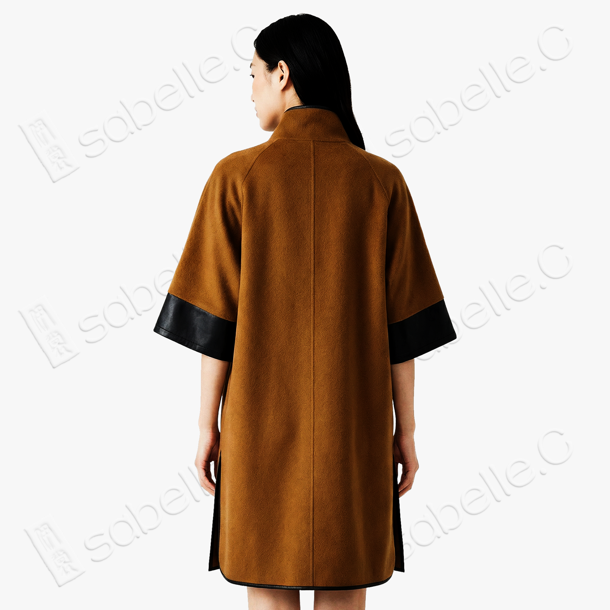 Vintage Embroidery Cashmere Long Top with Lambskin Cuffs