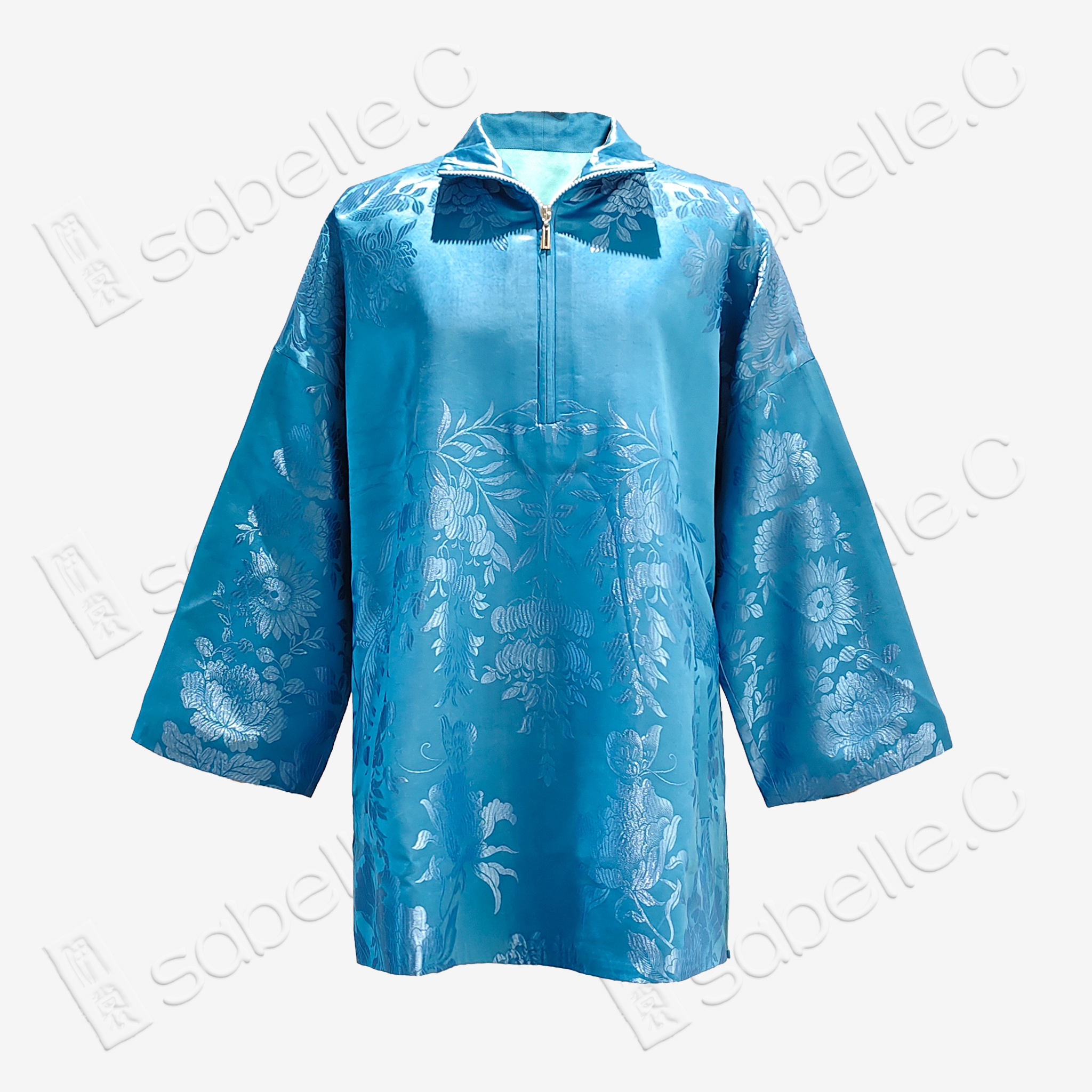 Vintage Silk Satin Zip-Up