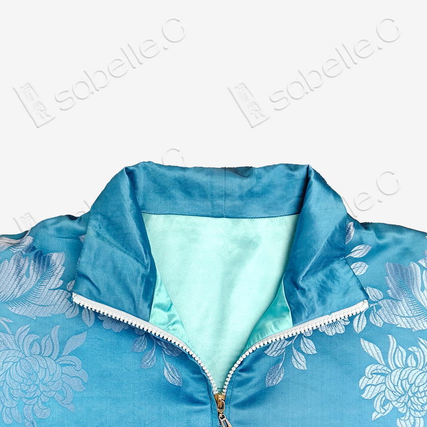 Vintage Silk Satin Zip-Up