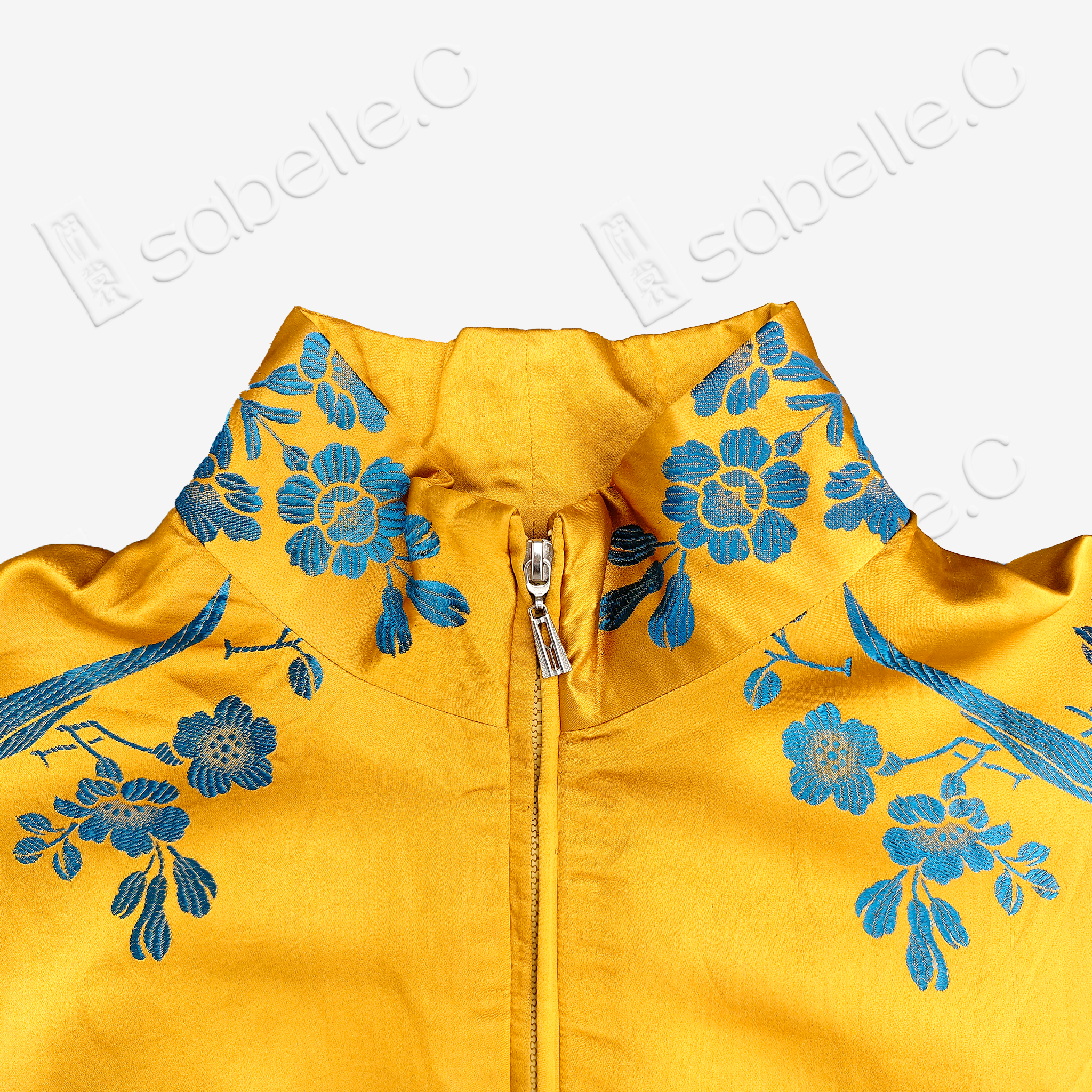 Vintage Silk Satin Zip-Up