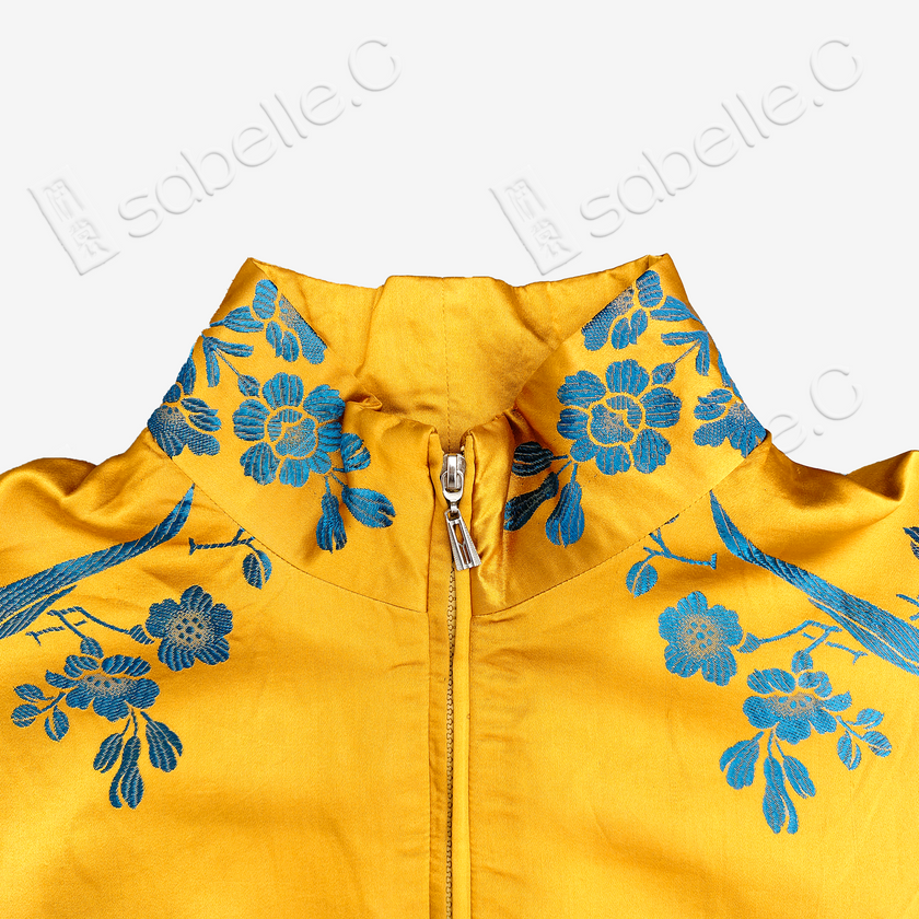 Vintage Silk Satin Zip-Up