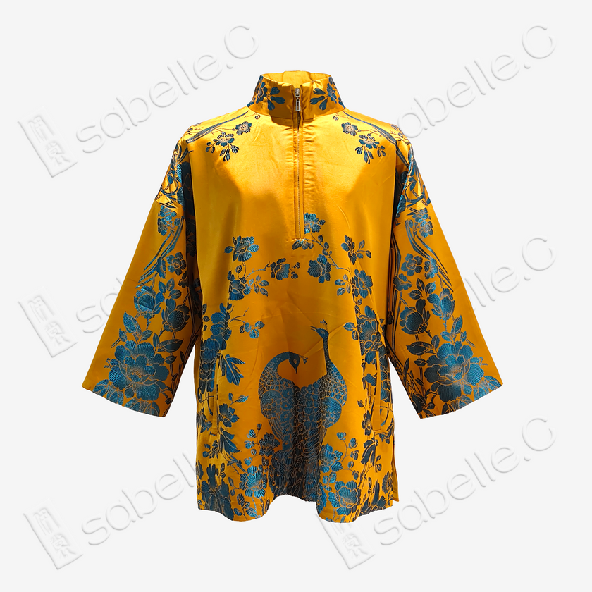 Vintage Silk Satin Zip-Up