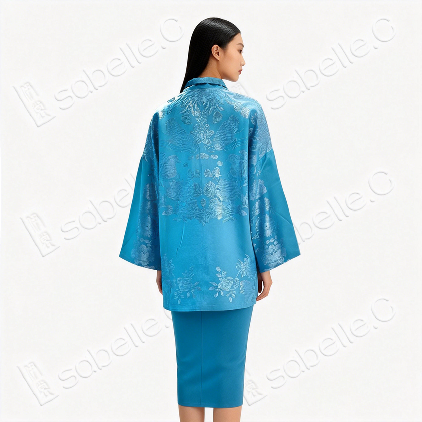 Vintage Silk Satin Zip-Up