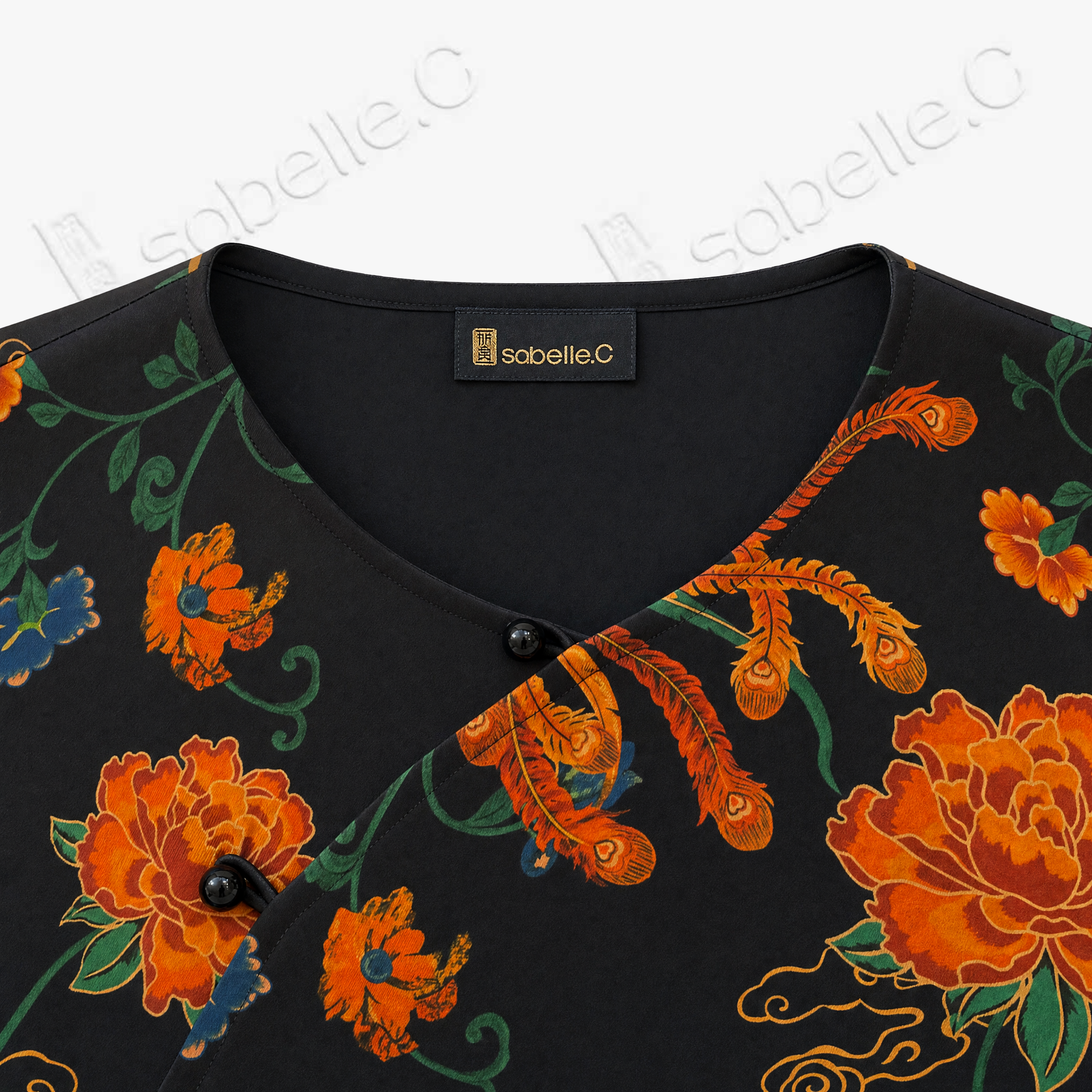 Vintage Silk Satin Phoenix Wrap Top - 古董真絲老緞鳳紋交襟衫