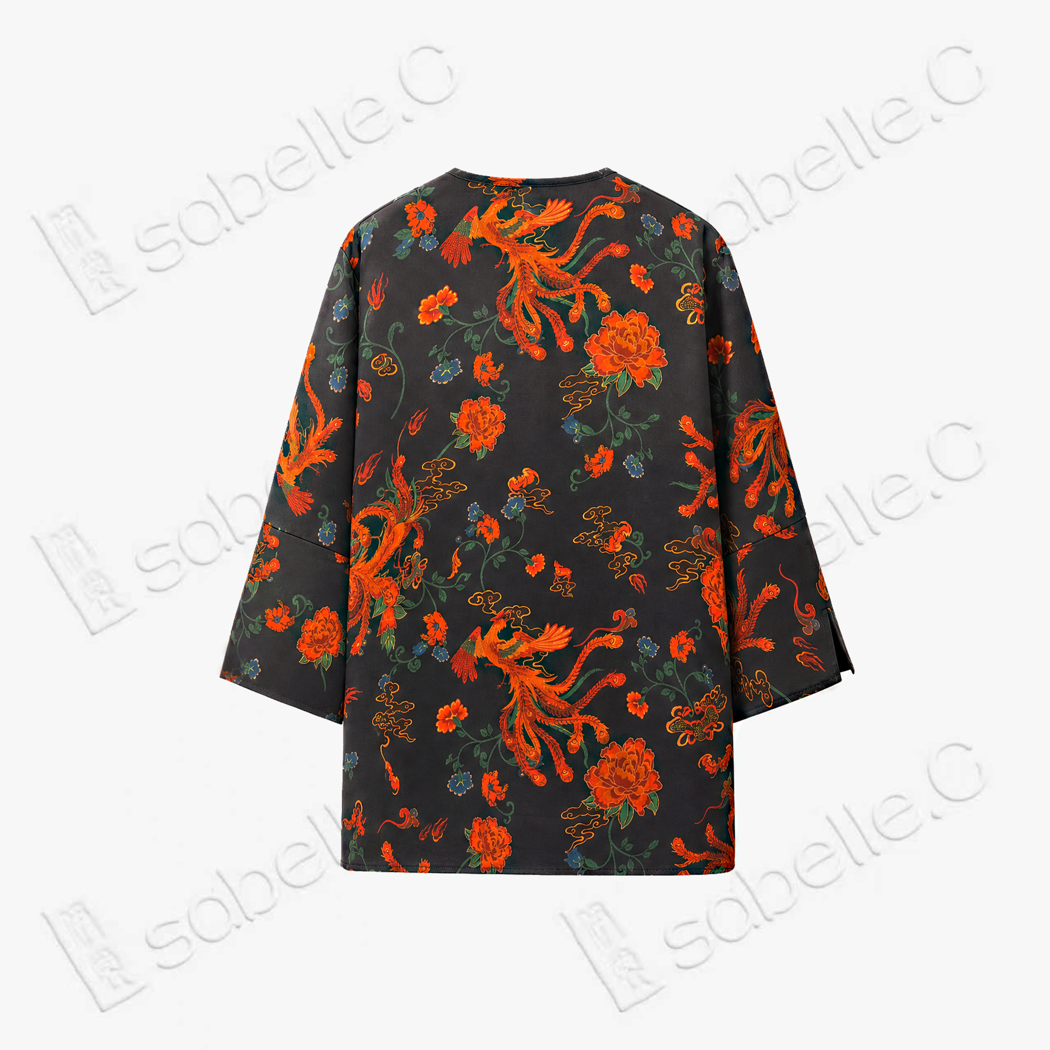 Vintage Silk Satin Phoenix Wrap Top - 古董真絲老緞鳳紋交襟衫