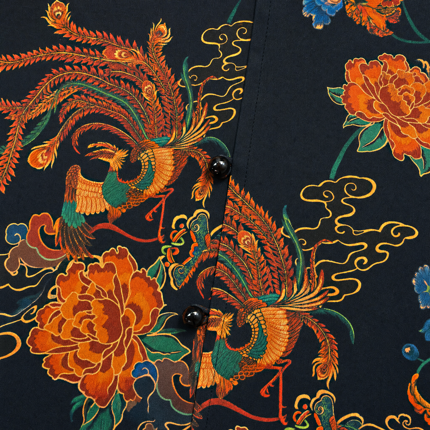 Vintage Silk Satin Phoenix Wrap Top - 古董真絲老緞鳳紋交襟衫