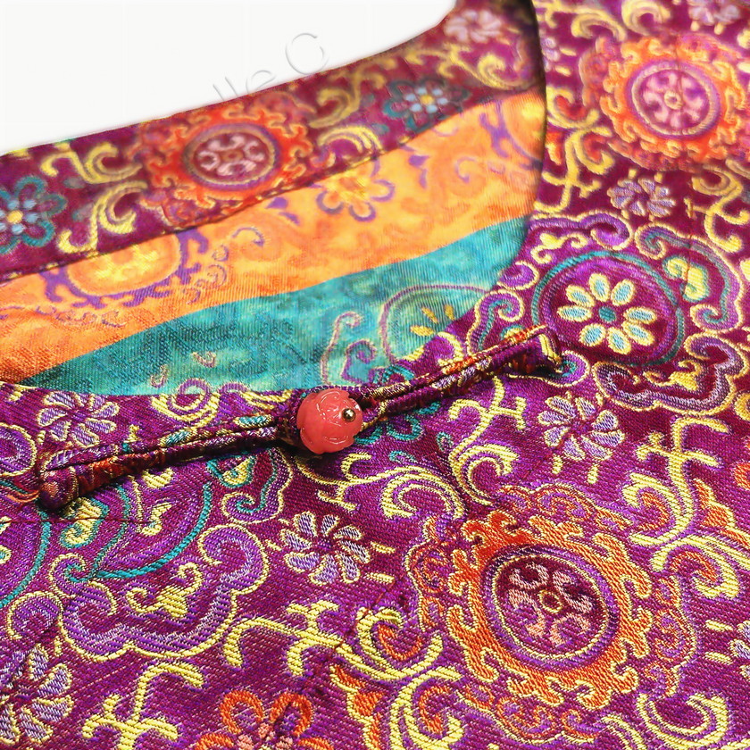 Shu Brocade Short Sleeve Side Slit Tunic Top - 非遺宋錦上衣