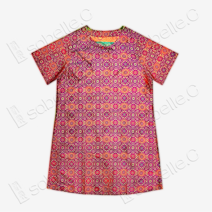 Shu Brocade Short Sleeve Side Slit Tunic Top - 非遺宋錦上衣