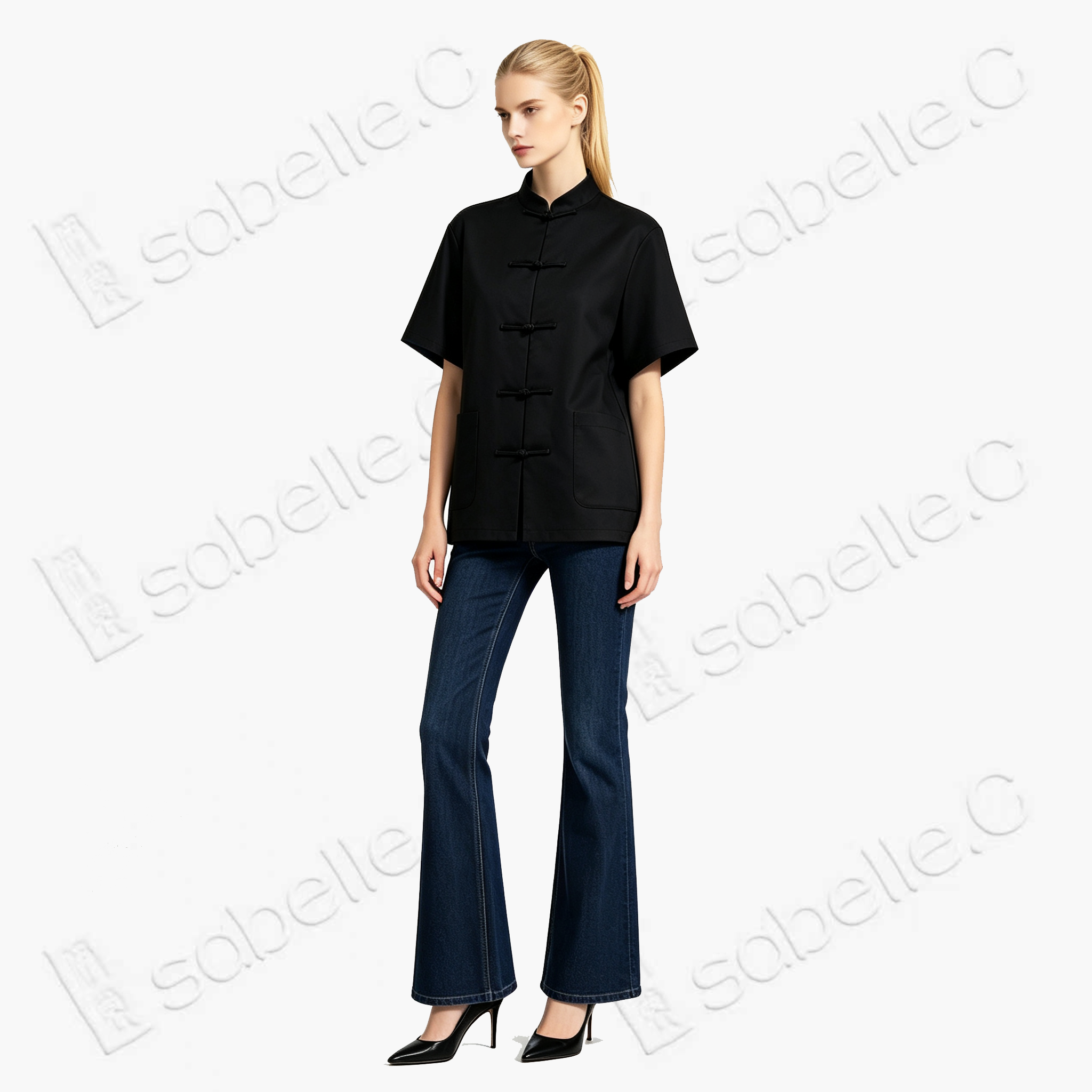 Leather Texture Gambiered Canton Silk Blouse - 皮子料香雲紗上衣
