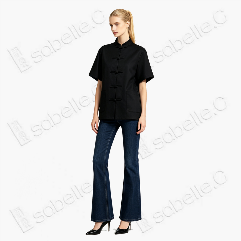 Leather Texture Gambiered Canton Silk Blouse - 皮子料香雲紗上衣