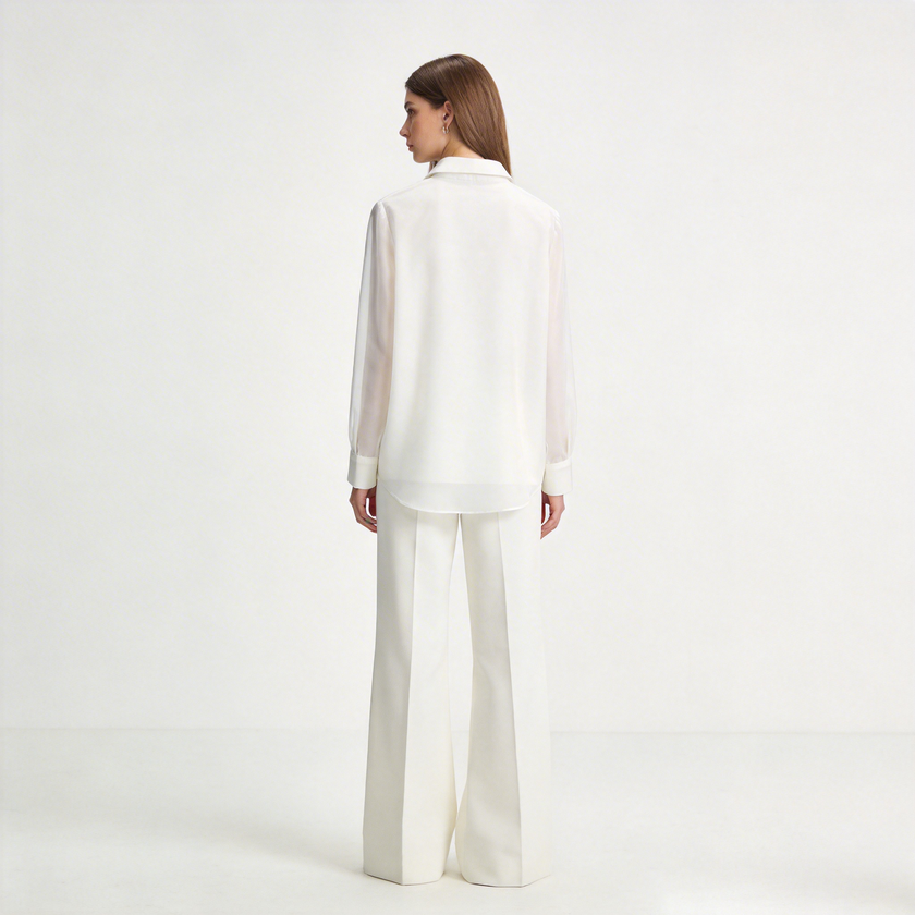 Organza Stand Collar Blouse