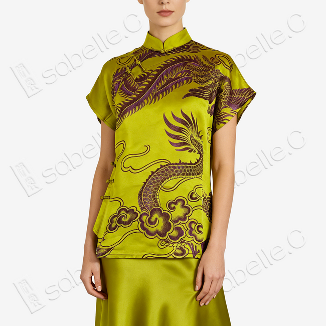 Vintage Silk Top with Dragon Pattern - 古董真絲老緞上衣