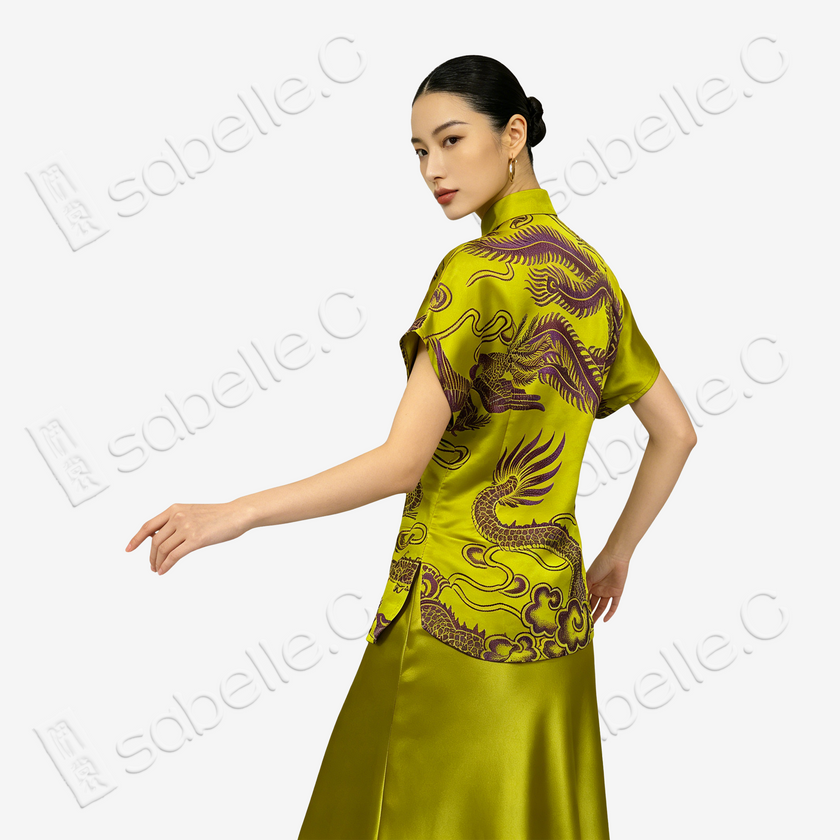 Vintage Silk Top with Dragon Pattern - 古董真絲老緞上衣