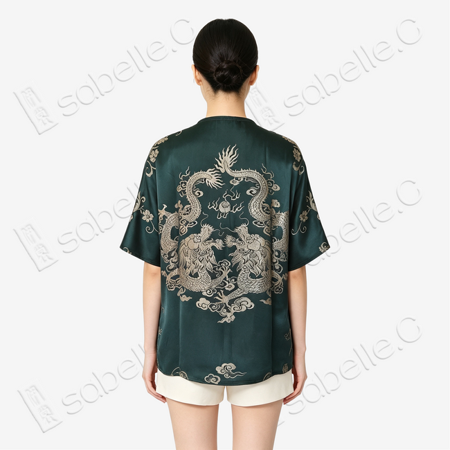 Vintage Silk Blouse - 「翠淵龍吟」古董真絲上衣