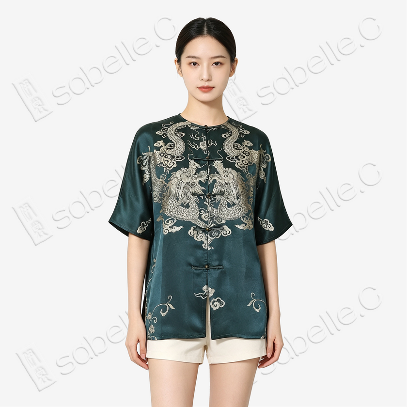 Vintage Silk Blouse - 「翠淵龍吟」古董真絲上衣