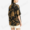 Black Vintage Silk Satin Short Sleeve Blouse - 真絲老緞短袖上衣