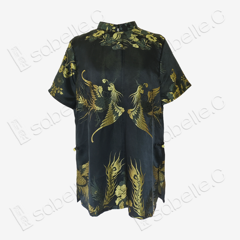 Phoenix Vintage Silk Satin Blouse - 古董真絲老緞短袖上衣
