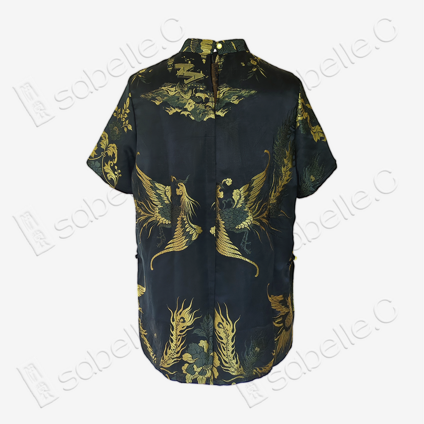 Phoenix Vintage Silk Satin Blouse - 古董真絲老緞短袖上衣