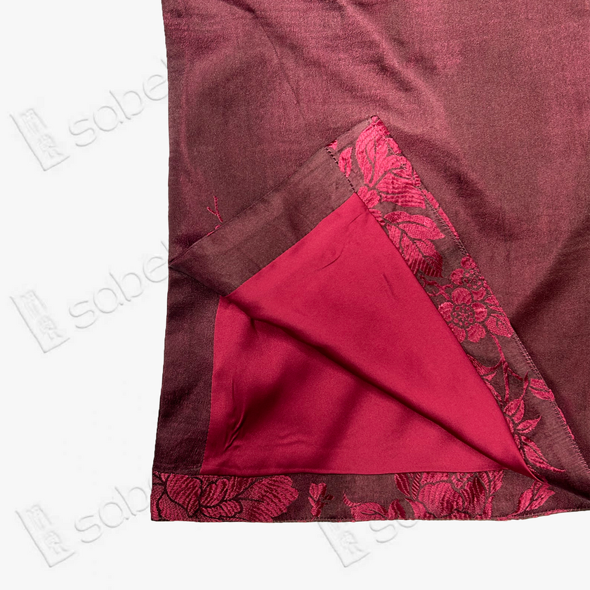 Crimson Dragon & Peony Antique Silk Hoodie - 絳紅龍紋牡丹古董真絲連帽衛衣
