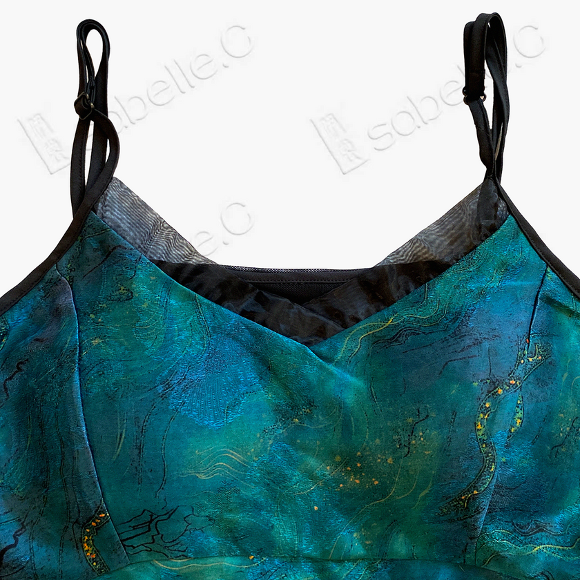 Gambiered Canton Silk Back Detail Cami Top - 香雲紗美背吊帶背心