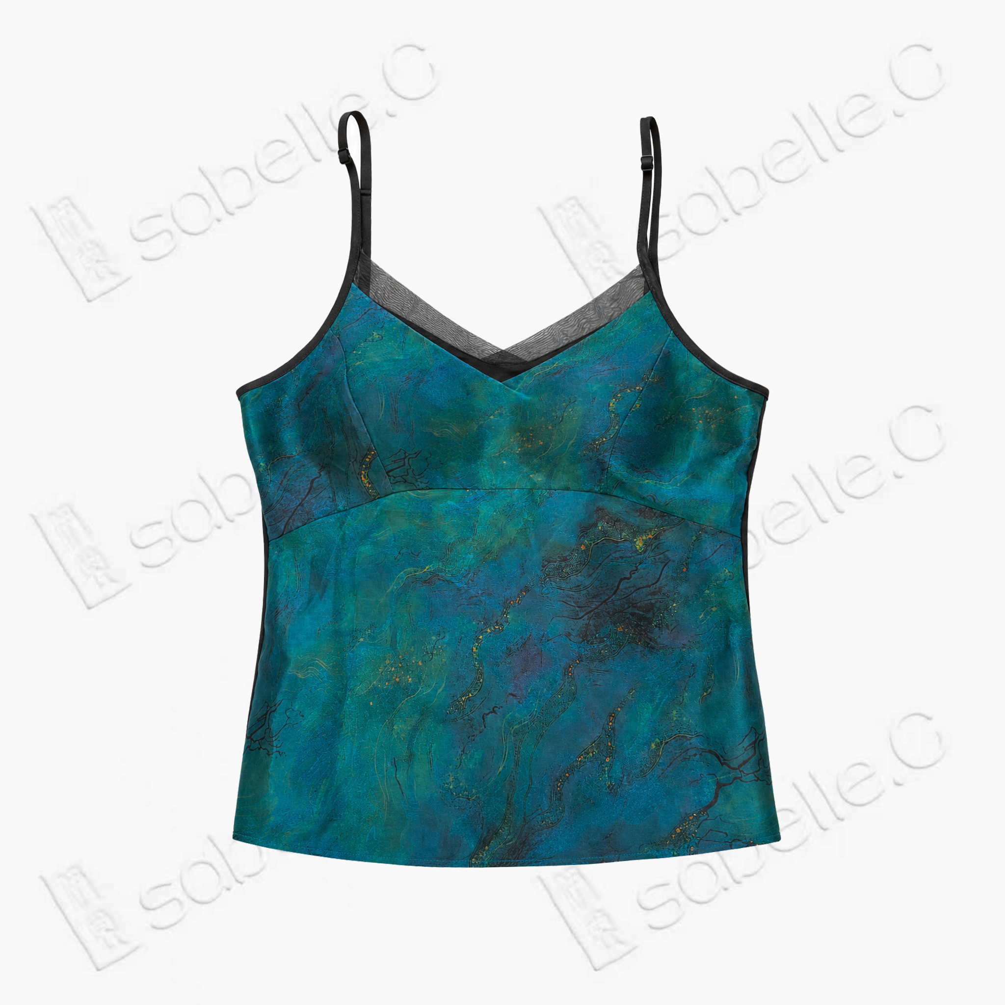 Gambiered Canton Silk Back Detail Cami Top - 香雲紗美背吊帶背心