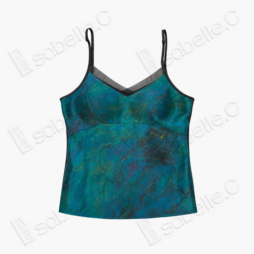Gambiered Canton Silk Back Detail Cami Top - 香雲紗美背吊帶背心