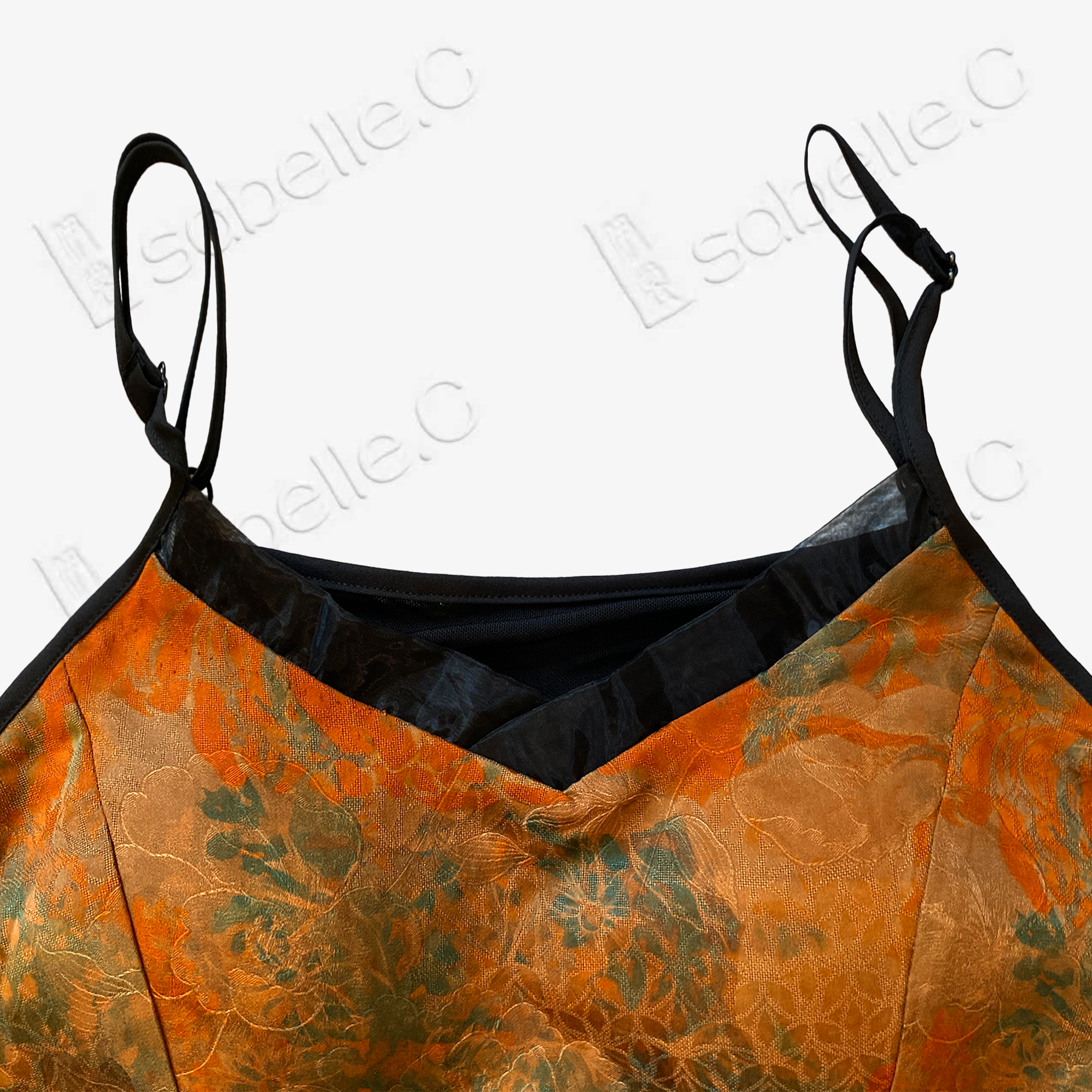 Gambiered Canton Silk Back Detail Cami Top - 香雲紗美背吊帶背心