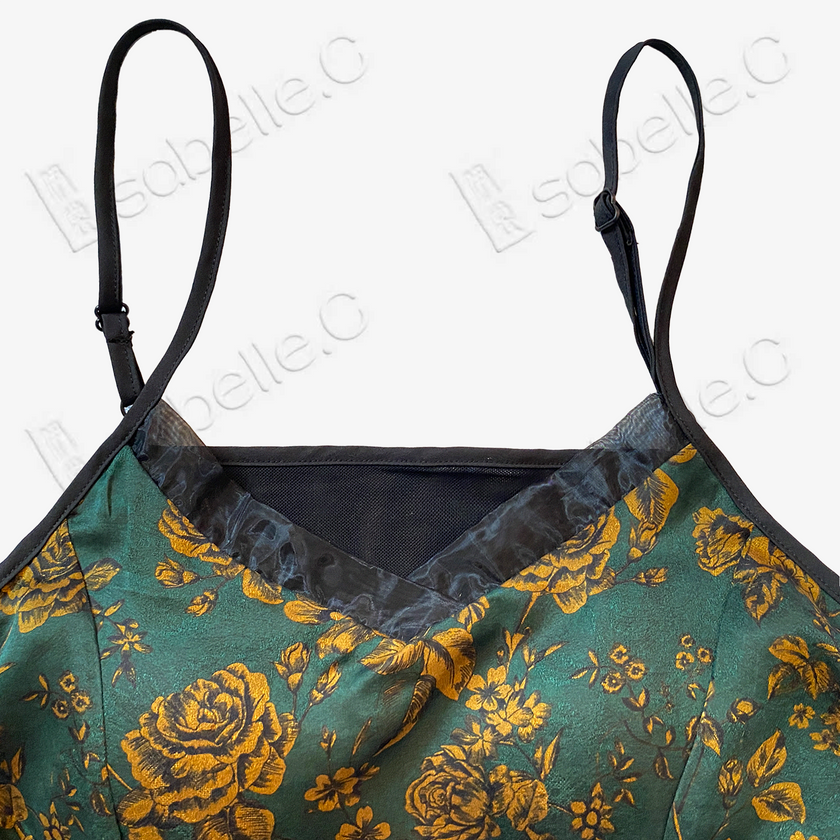 Gambiered Canton Silk Back Detail Cami Top - 香雲紗美背吊帶背心