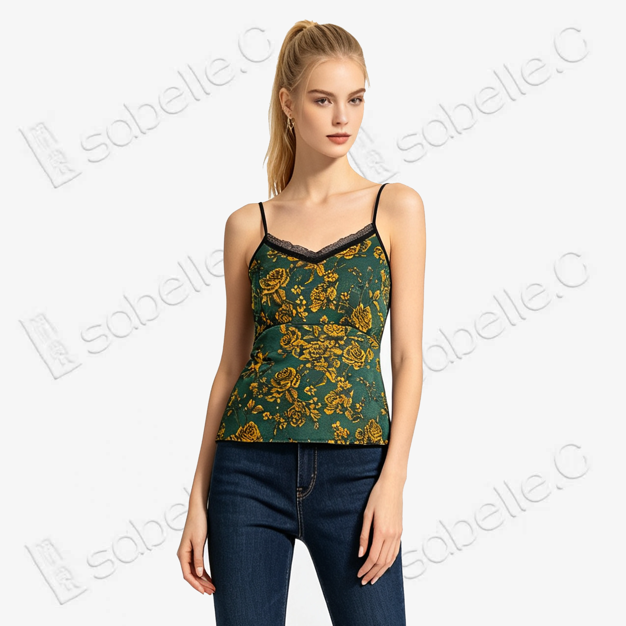 Gambiered Canton Silk Back Detail Cami Top - 香雲紗美背吊帶背心