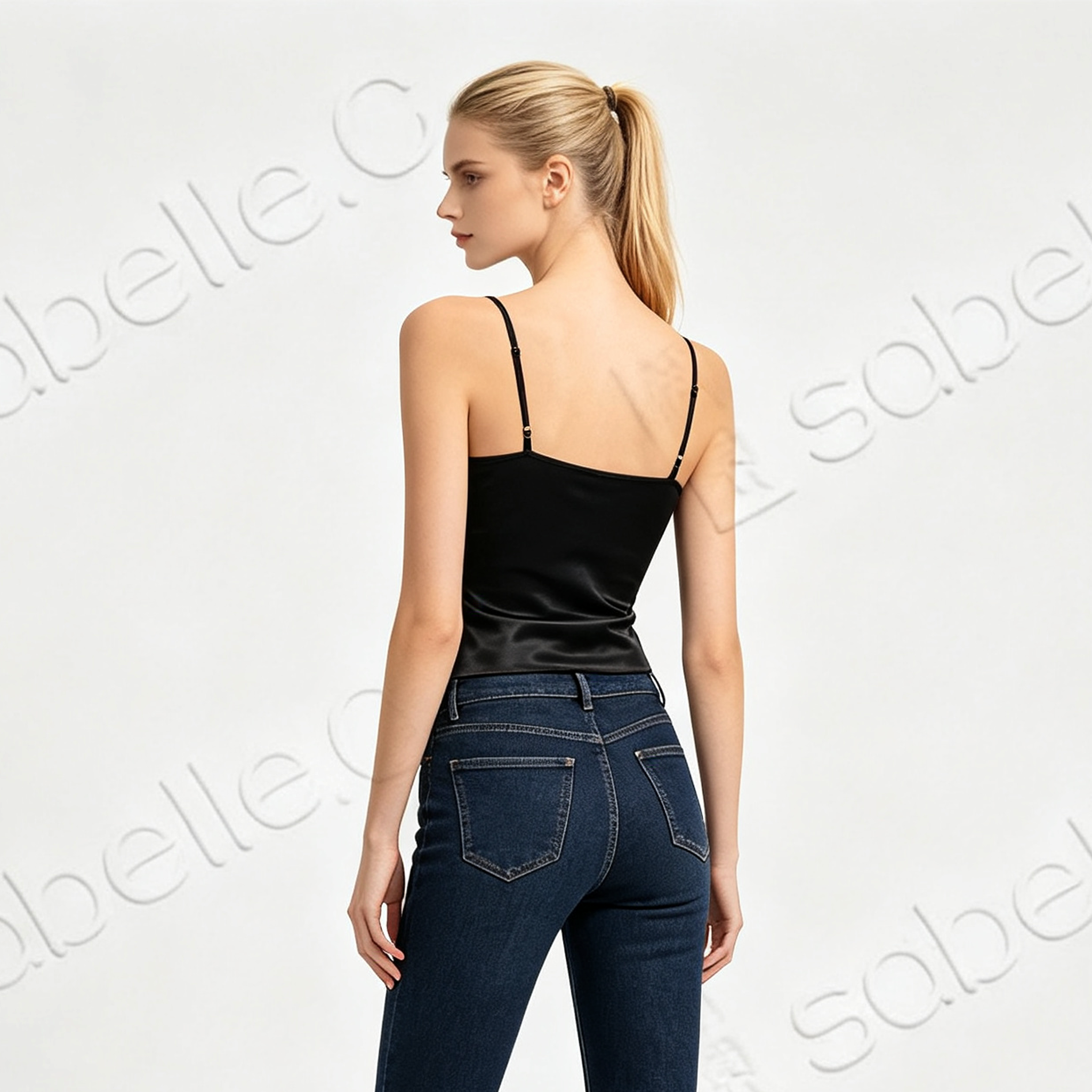 Gambiered Canton Silk Back Detail Cami Top - 香雲紗美背吊帶背心