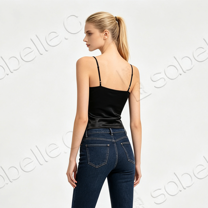 Gambiered Canton Silk Back Detail Cami Top - 香雲紗美背吊帶背心