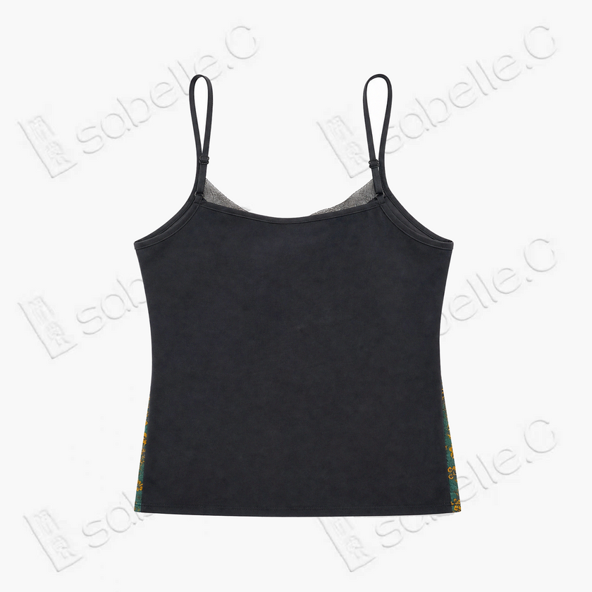 Gambiered Canton Silk Back Detail Cami Top - 香雲紗美背吊帶背心