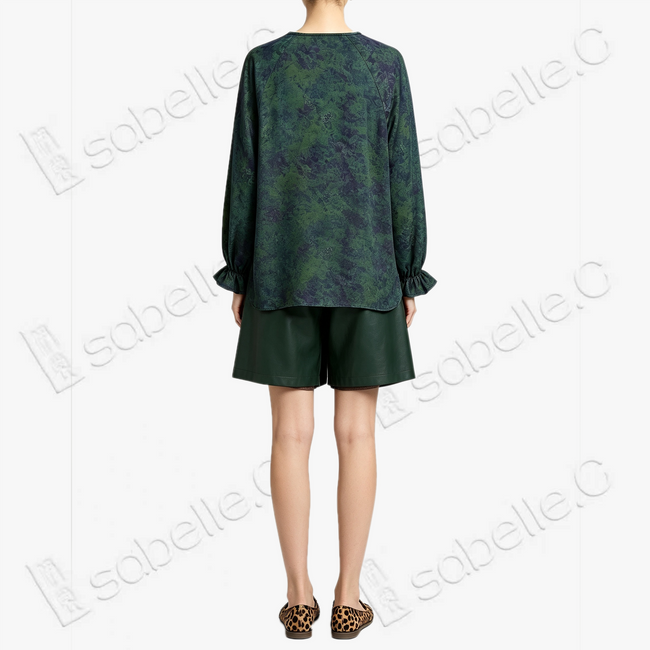 Gambiered Canton Silk Top - 「澗碧煙蘊」香雲紗上衣