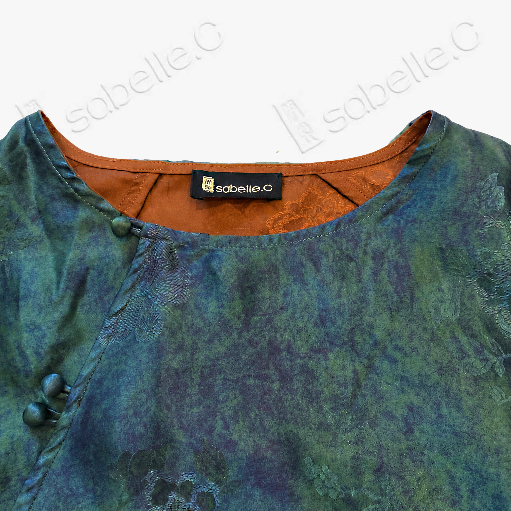 Gambiered Canton Silk Top - 「澗碧煙蘊」香雲紗上衣
