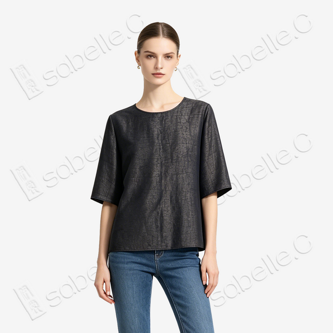 Tortoise Crack Pattern Gambiered Canton Silk Top - 龜裂紋香雲紗上衣