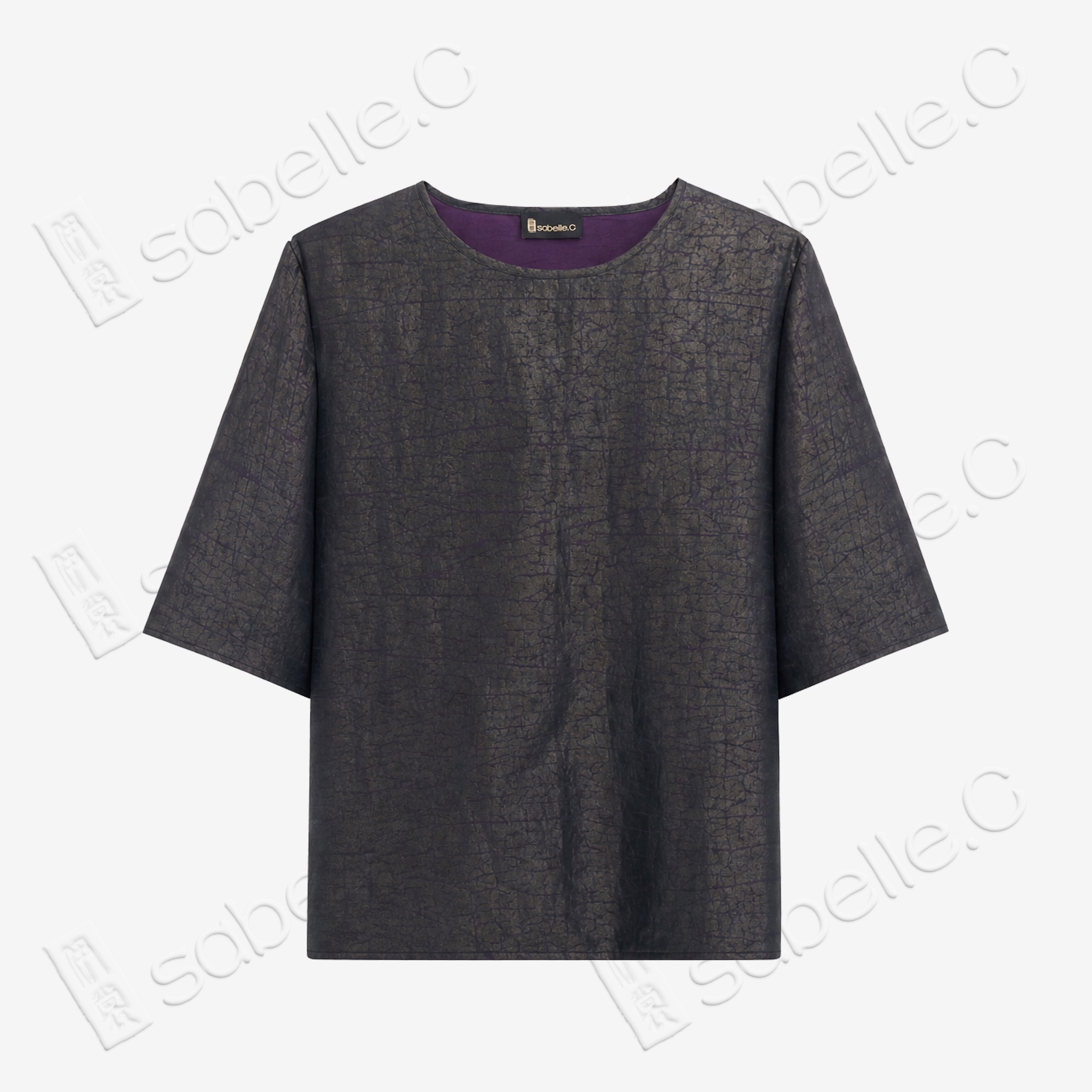 Tortoise Crack Pattern Gambiered Canton Silk Top - 龜裂紋香雲紗上衣