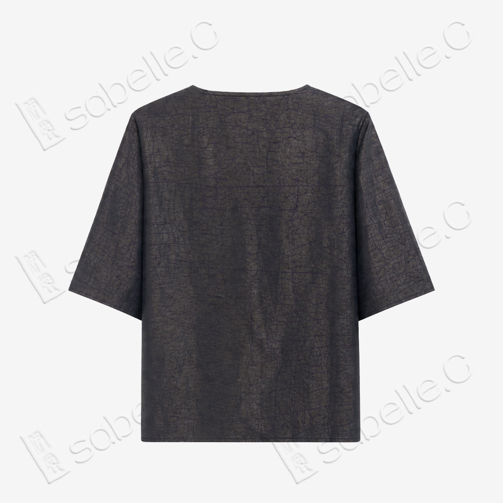 Tortoise Crack Pattern Gambiered Canton Silk Top - 龜裂紋香雲紗上衣