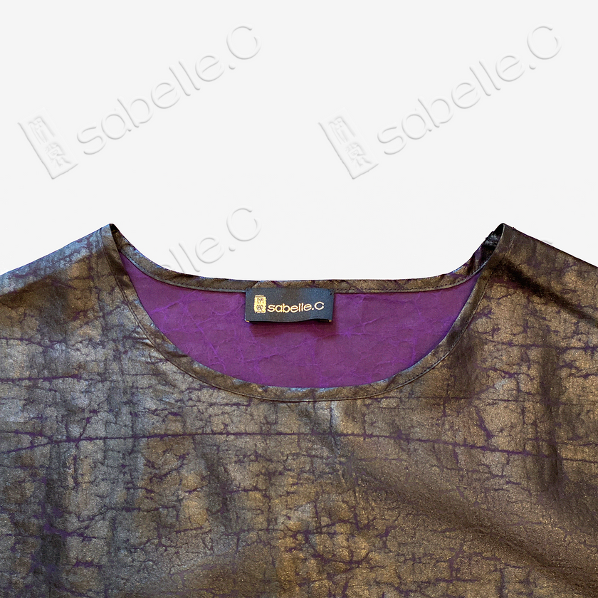 Tortoise Crack Pattern Gambiered Canton Silk Top - 龜裂紋香雲紗上衣