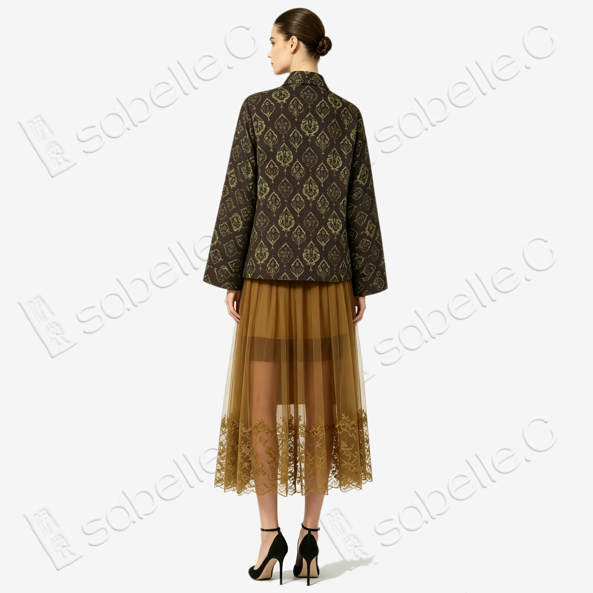 Vintage‑Floral Gambiered Canton Silk Wrap‑Front Jacket - 寶相花皮子料重磅香雲紗上衣