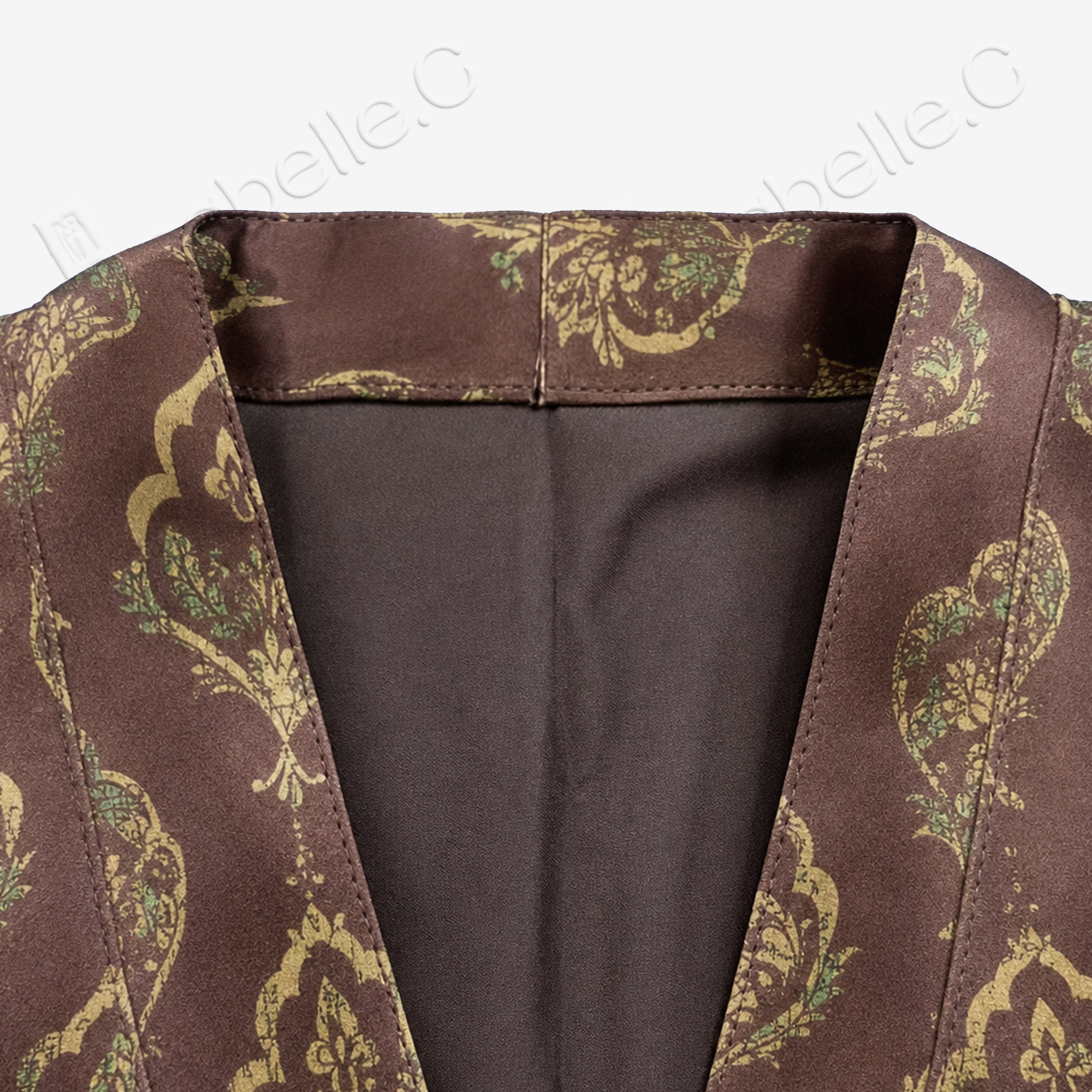 Vintage‑Floral Gambiered Canton Silk Wrap‑Front Jacket - 寶相花皮子料重磅香雲紗上衣