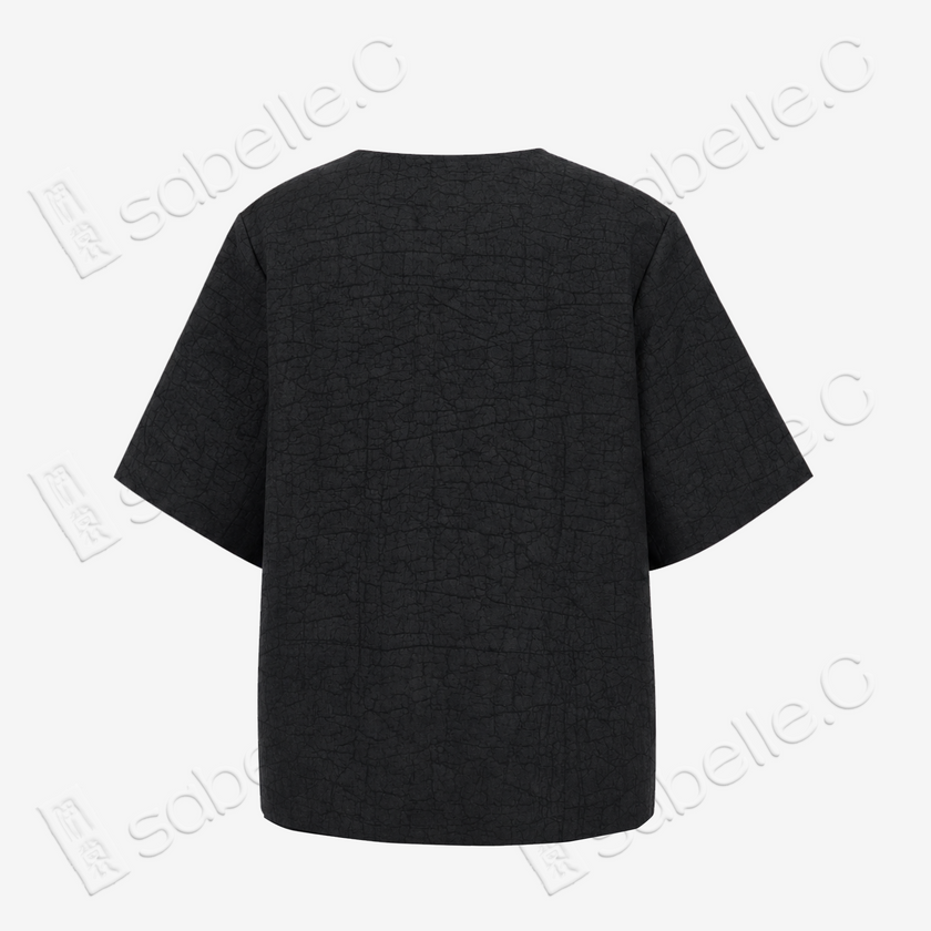 Tortoise Crack Pattern Gambiered Canton Silk Top - 龜裂紋香雲紗上衣