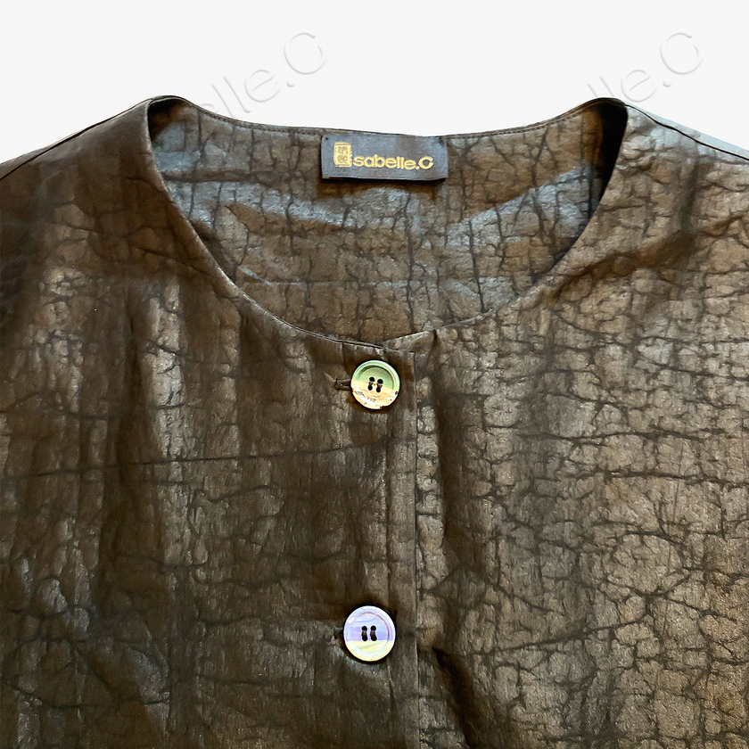 Tortoise Crack Pattern Gambiered Canton Silk Top - 龜裂紋香雲紗上衣