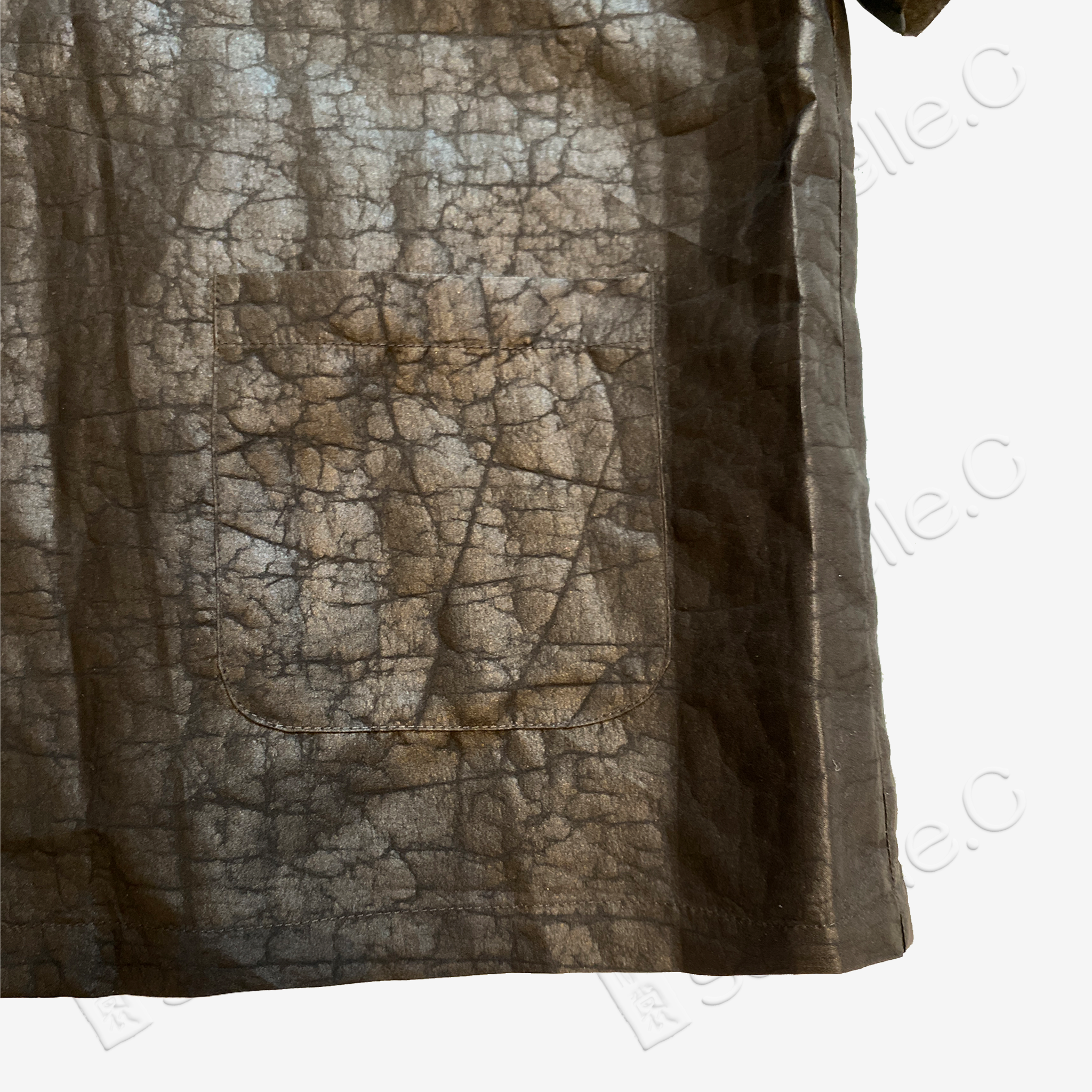Tortoise Crack Pattern Gambiered Canton Silk Top - 龜裂紋香雲紗上衣